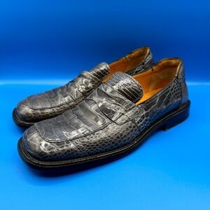 Paolo De Marco Genuine Alligator Leather‎ Men's Dress Shoes 9 M Gray Square Toe